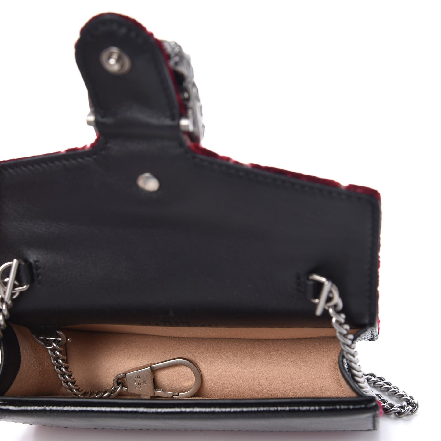Velvet GG Monogram Super Mini Dionysus Shoulder Bag Red Cipria Black