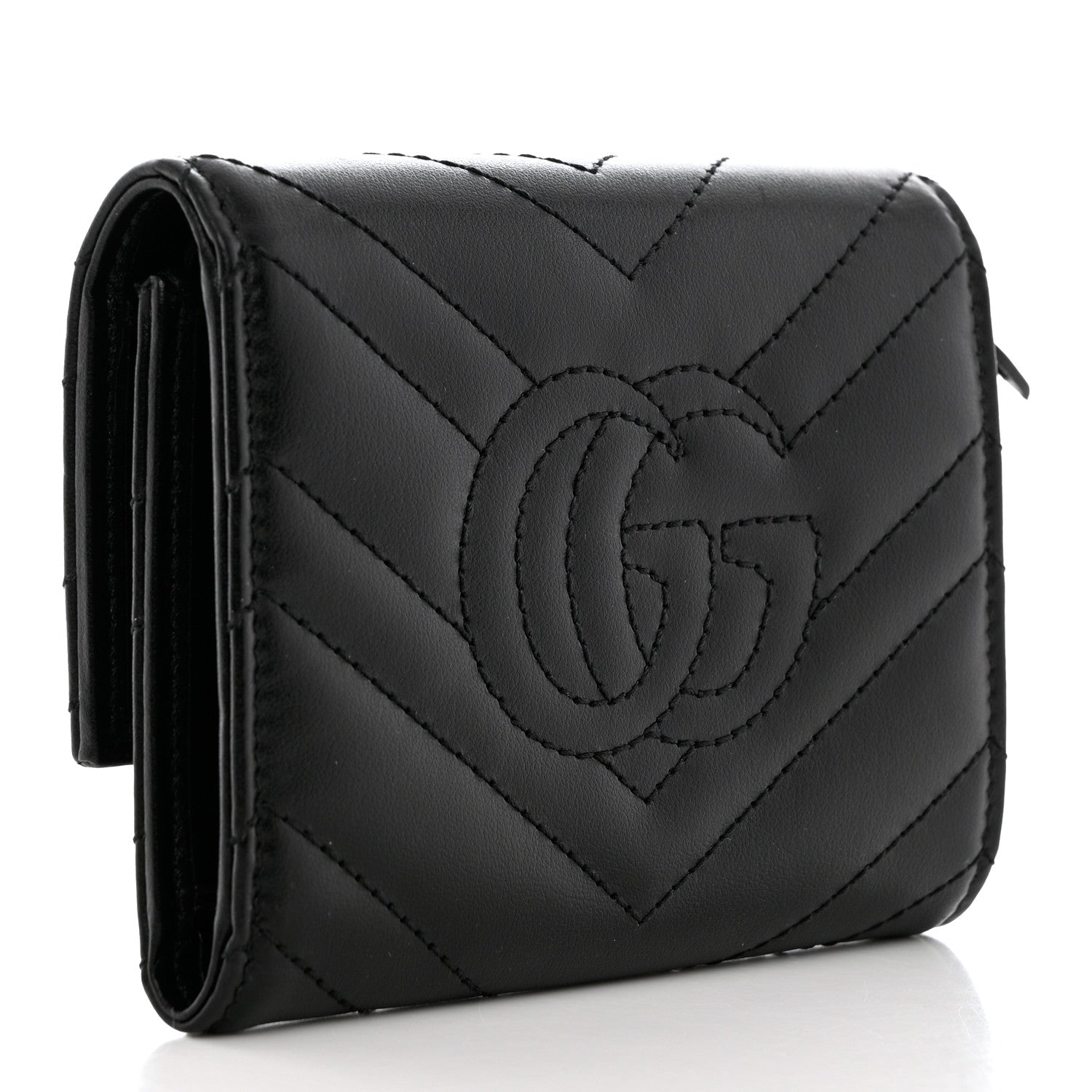 Gucci Calfskin Matelasse GG Marmont Wallet Black 3 of 8