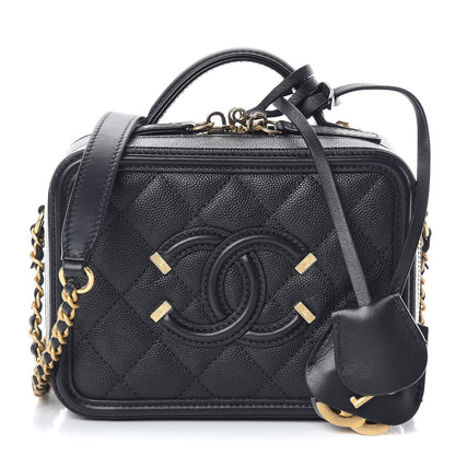 Chanel Caviar Quilted Small CC Filigree Vanity Case Black 1 of 10
