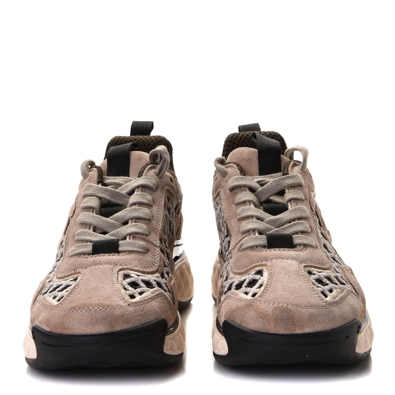 Chanel Suede Calfskin Embroidered CC Sneakers 36.5 Beige Black 5 of 13