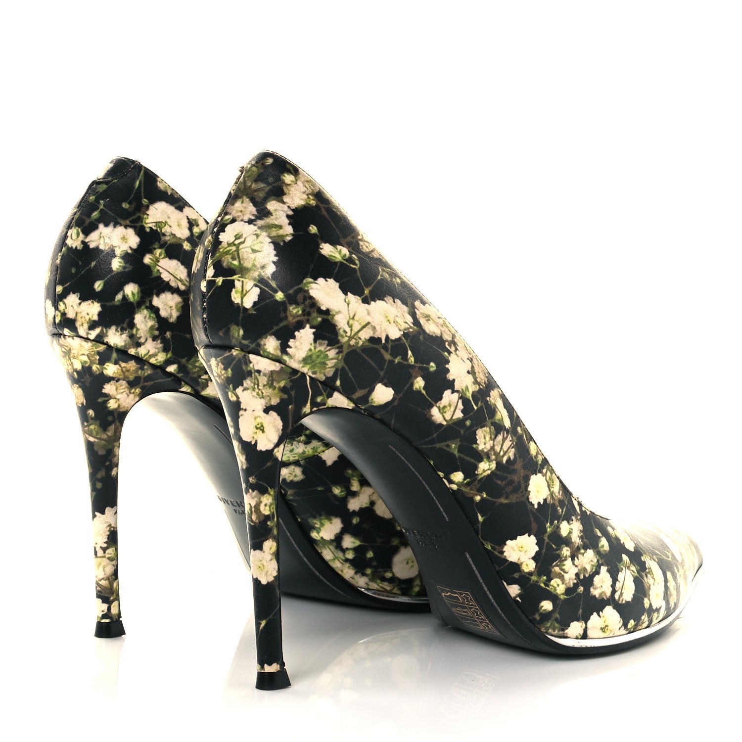 Givenchy Calfskin Floral Print Pointed Toe Pumps 41.5 Black Multicolor 4 of 9