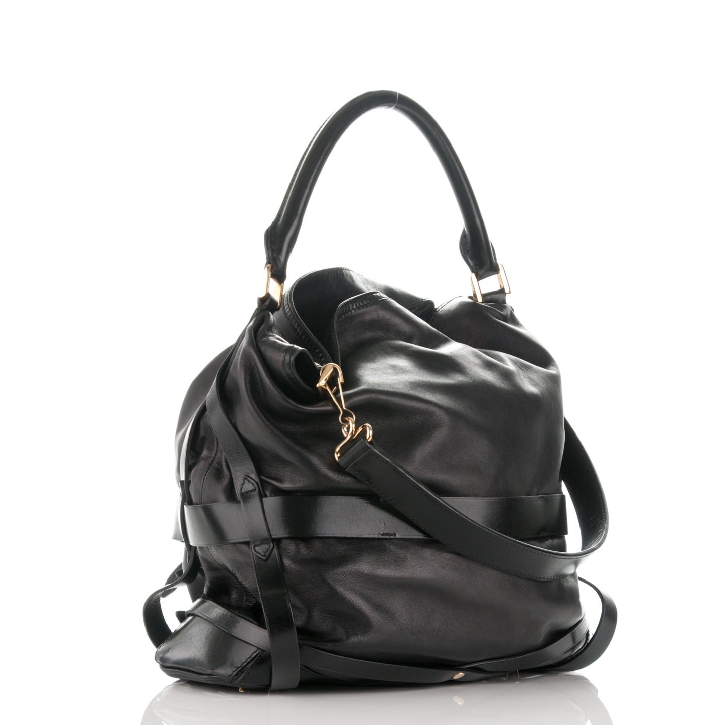 Soft Lambskin Bridle Calfskin Medium Gosford Hobo Black
