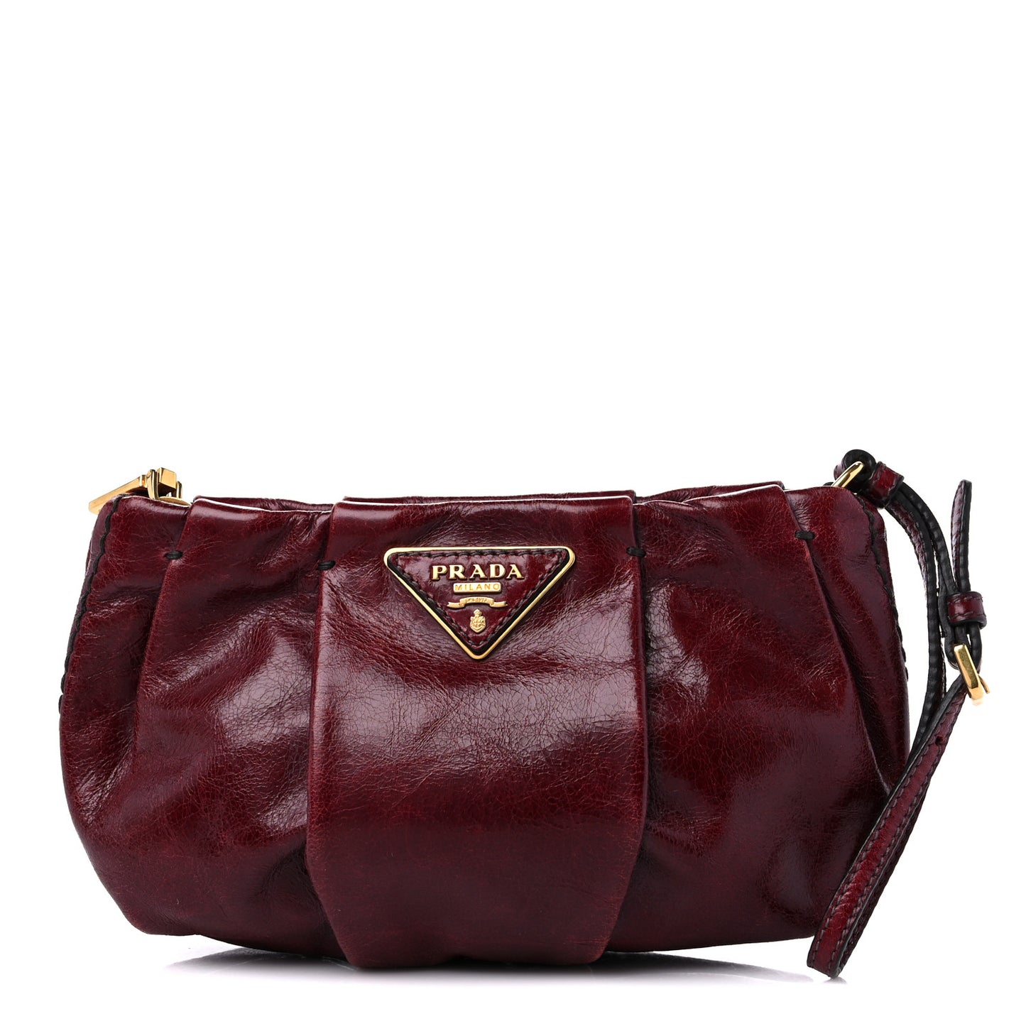 Vitello Shine Mordore Wristlet Clutch Red