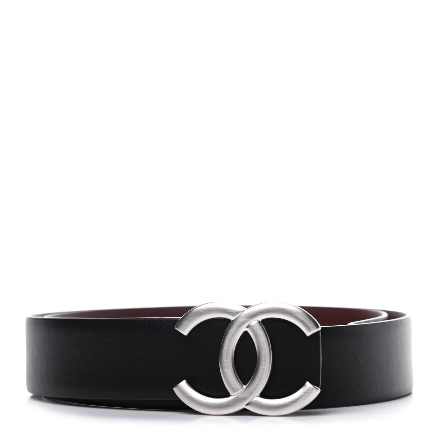 Chanel Calfskin CC Reversible Belt 75 30 Black Burgundy 1 of 5