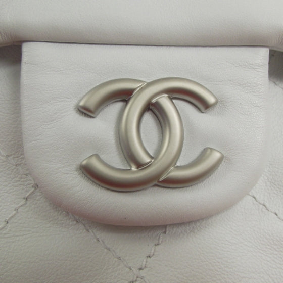 Leather Quilted Flap Hobo White