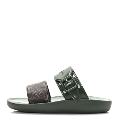 Louis Vuitton Monogram Sunbath Flat Mule Sandals 35 Kaki 1 of 7