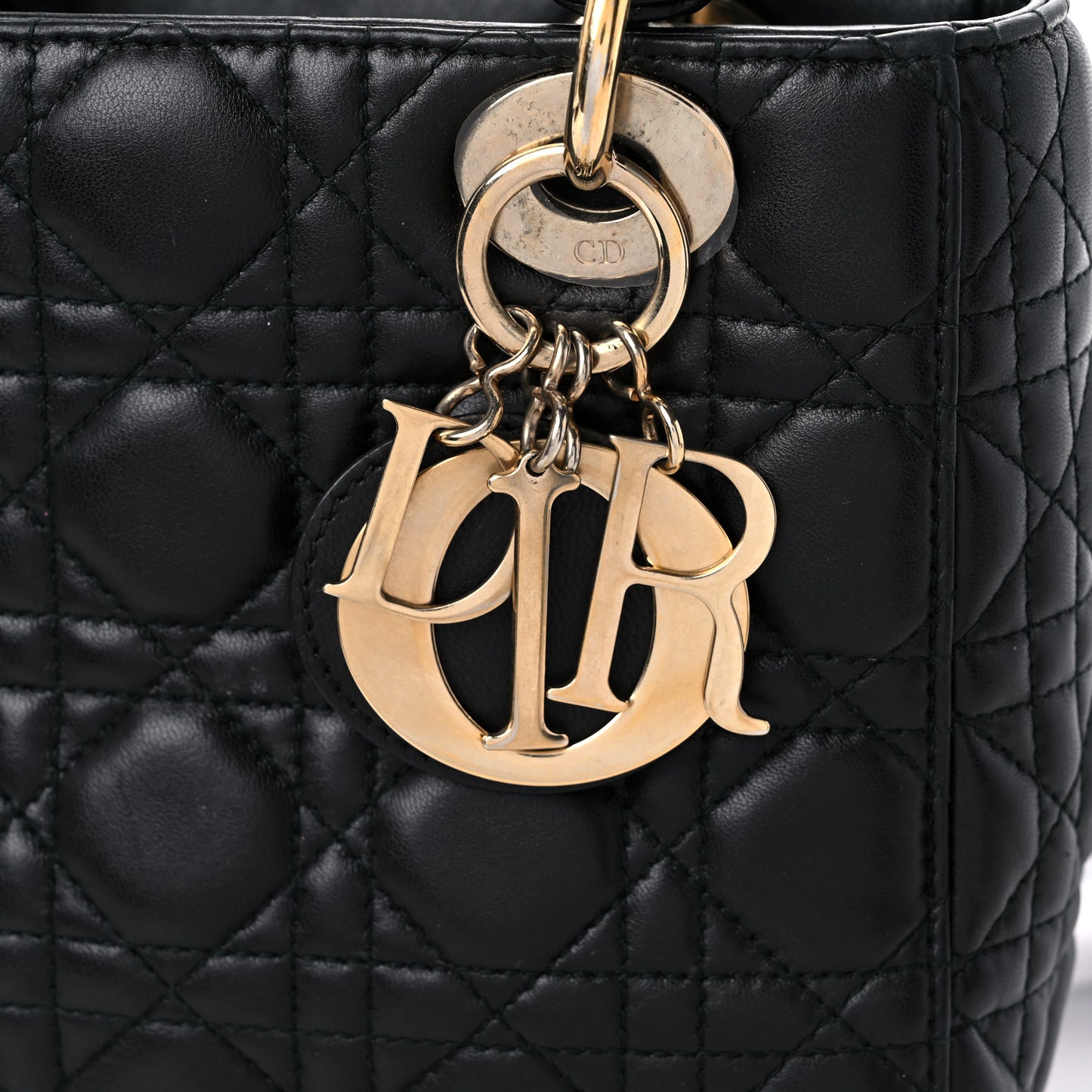 Lambskin Cannage Small Lucky Badges My Lady Dior Black