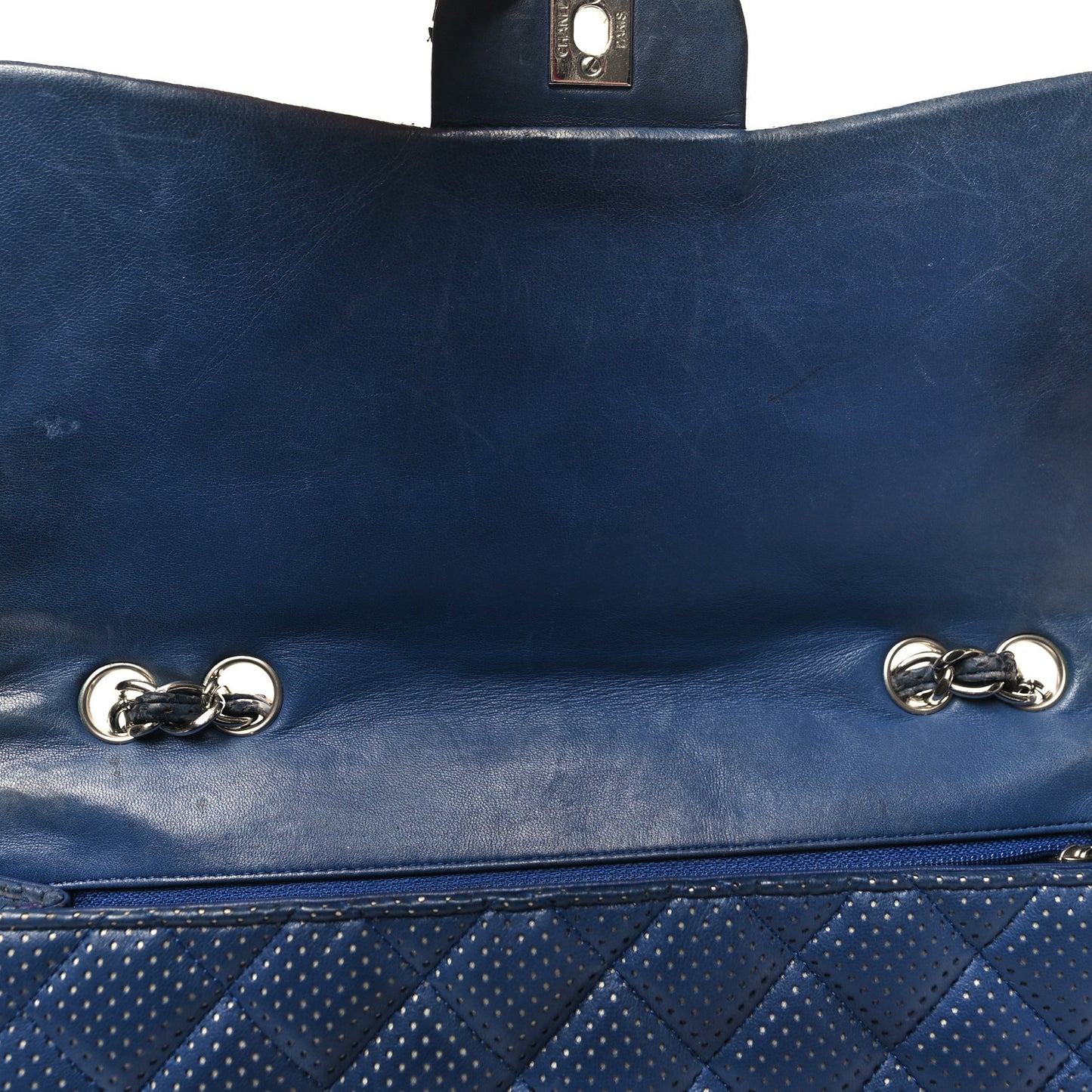 Lambskin Perforated Jumbo Single Flap Blue
