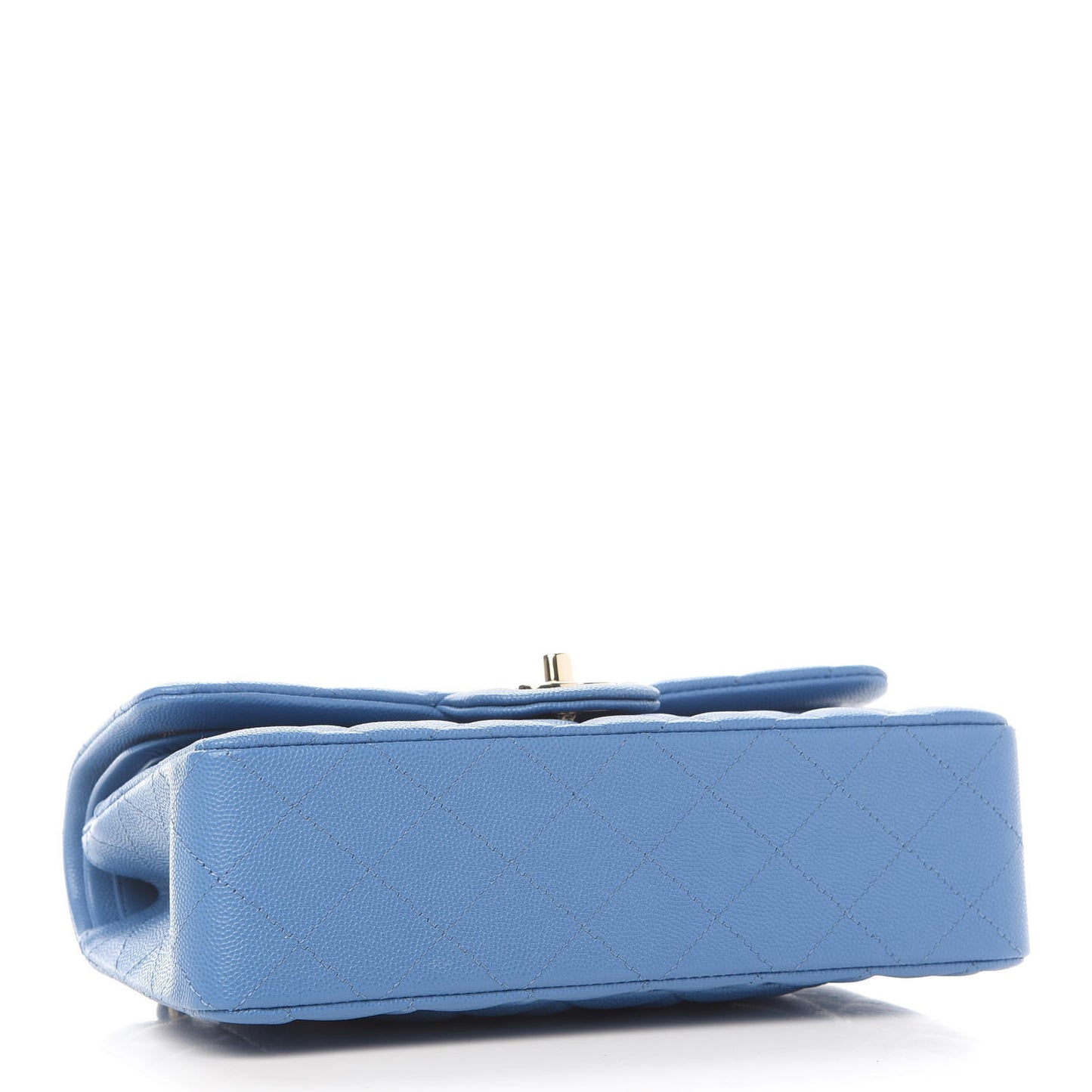 Caviar Quilted Small Double Flap Blue