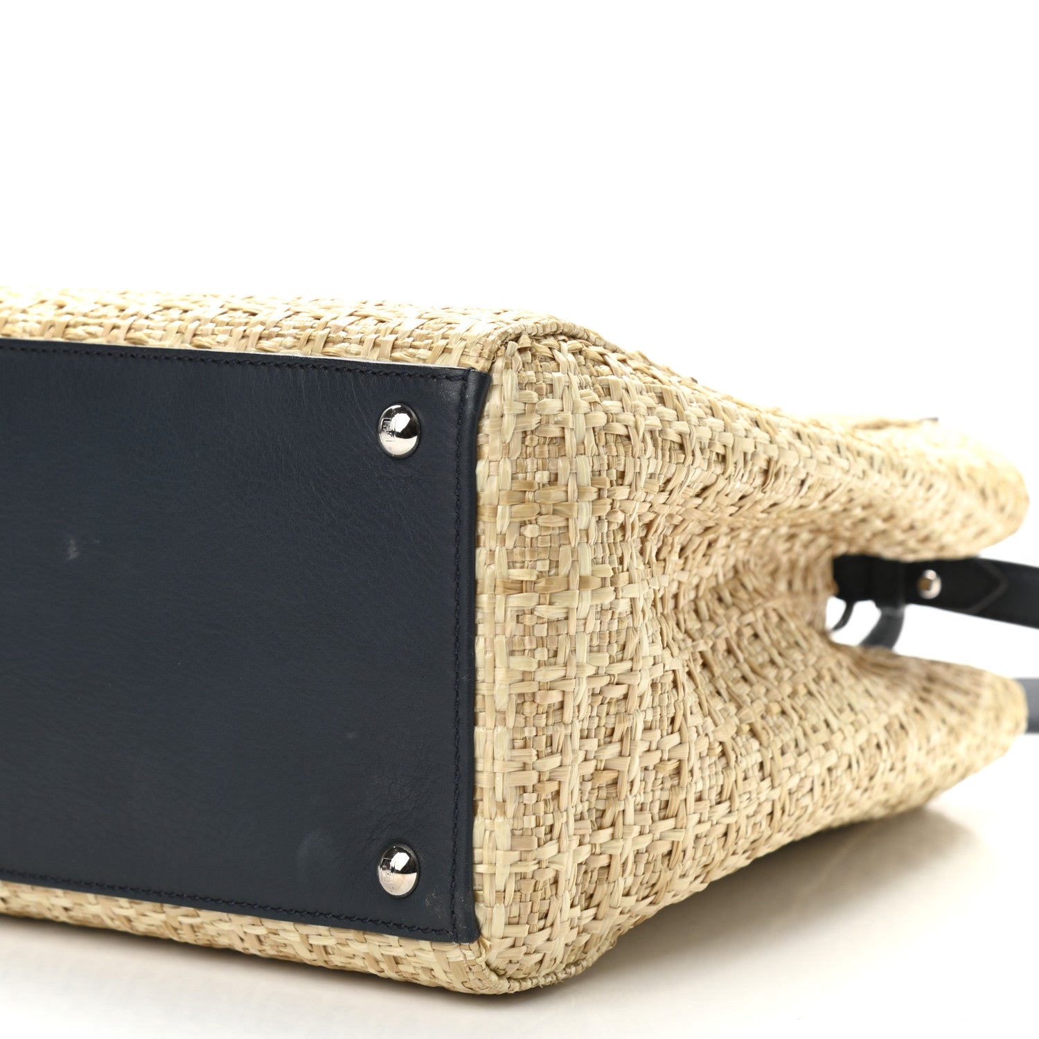 Fendi Woven Raffia Vitello Regular 2Jours Tote Natural Black 10 of 13