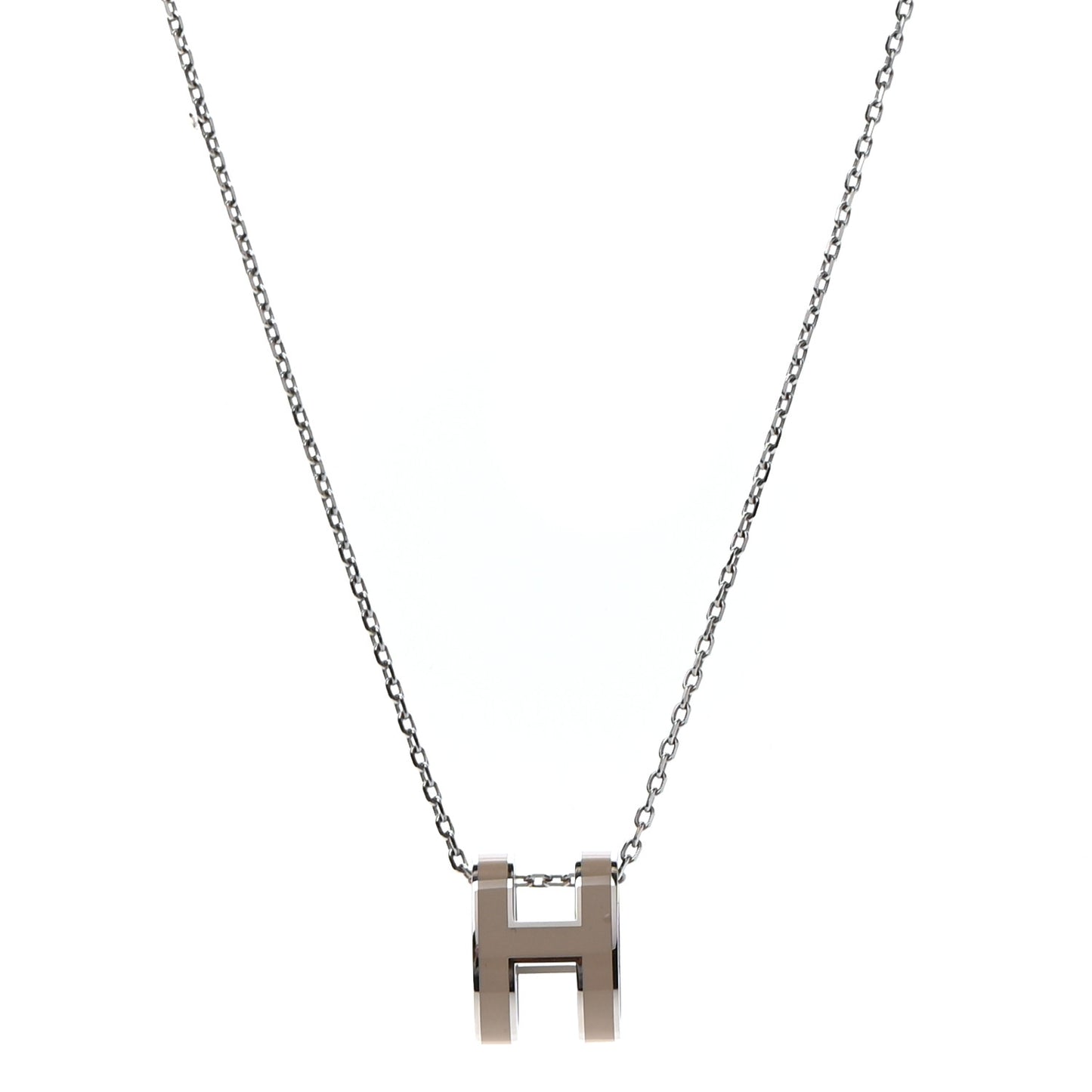 Lacquered Palladium Pop H Pendant Necklace Marron Glace