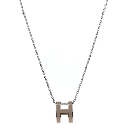 Hermes Lacquered Palladium Pop H Pendant Necklace Marron Glace 1 of 6