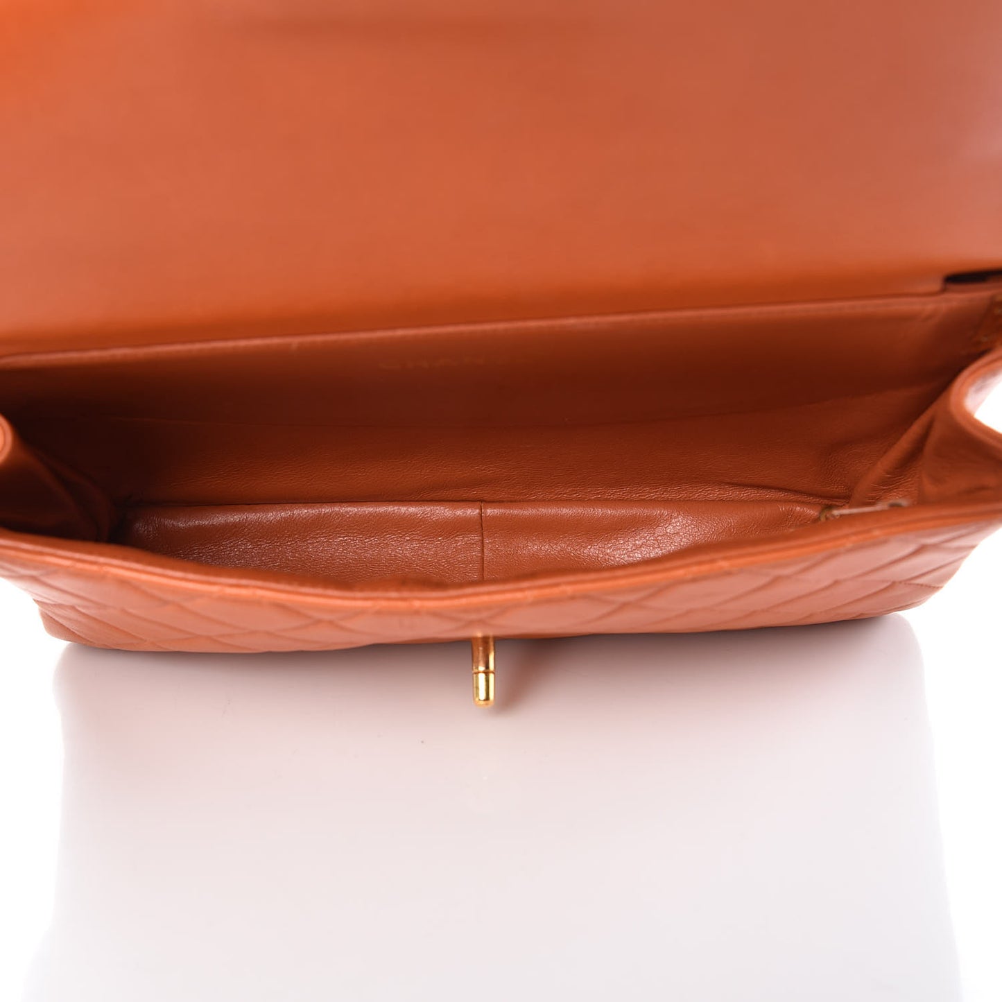 Lambskin Quilted Medium Double Sided Flap Orange