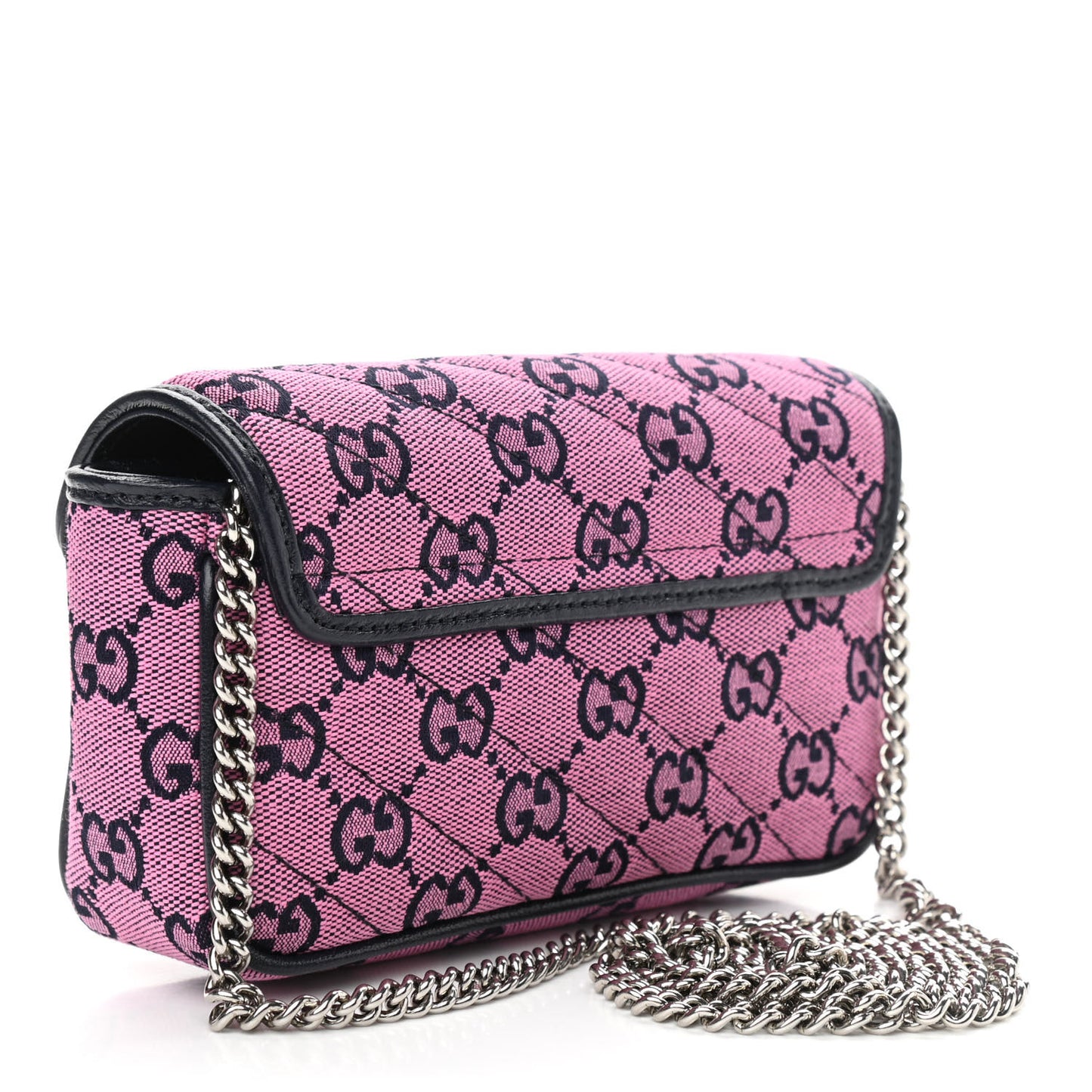 Monogram Multicolor Matelasse Diagonal Super Mini GG Marmont Shoulder Bag Pink Blue
