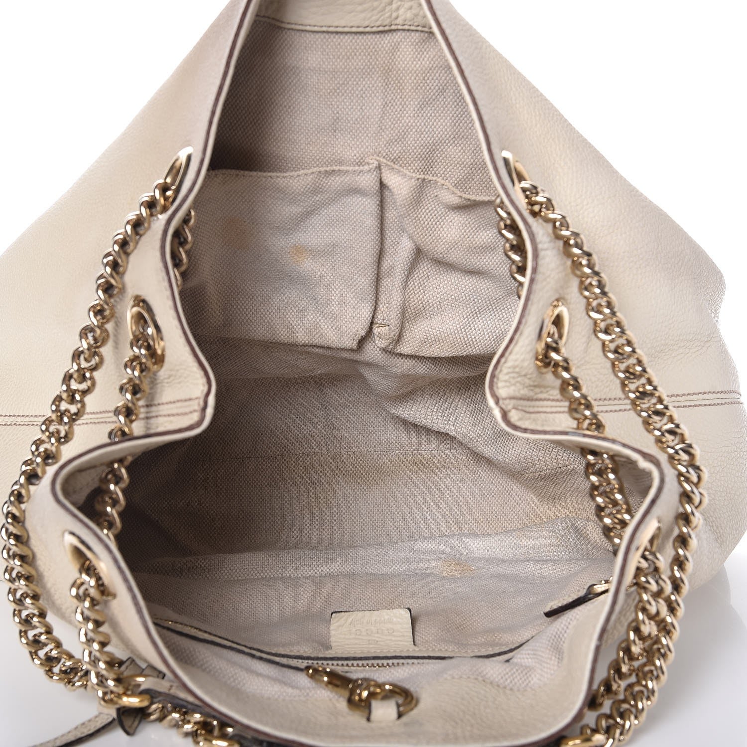 Gucci Pebbled Calfskin Medium Soho Chain Shoulder Bag Off White 5 of 16