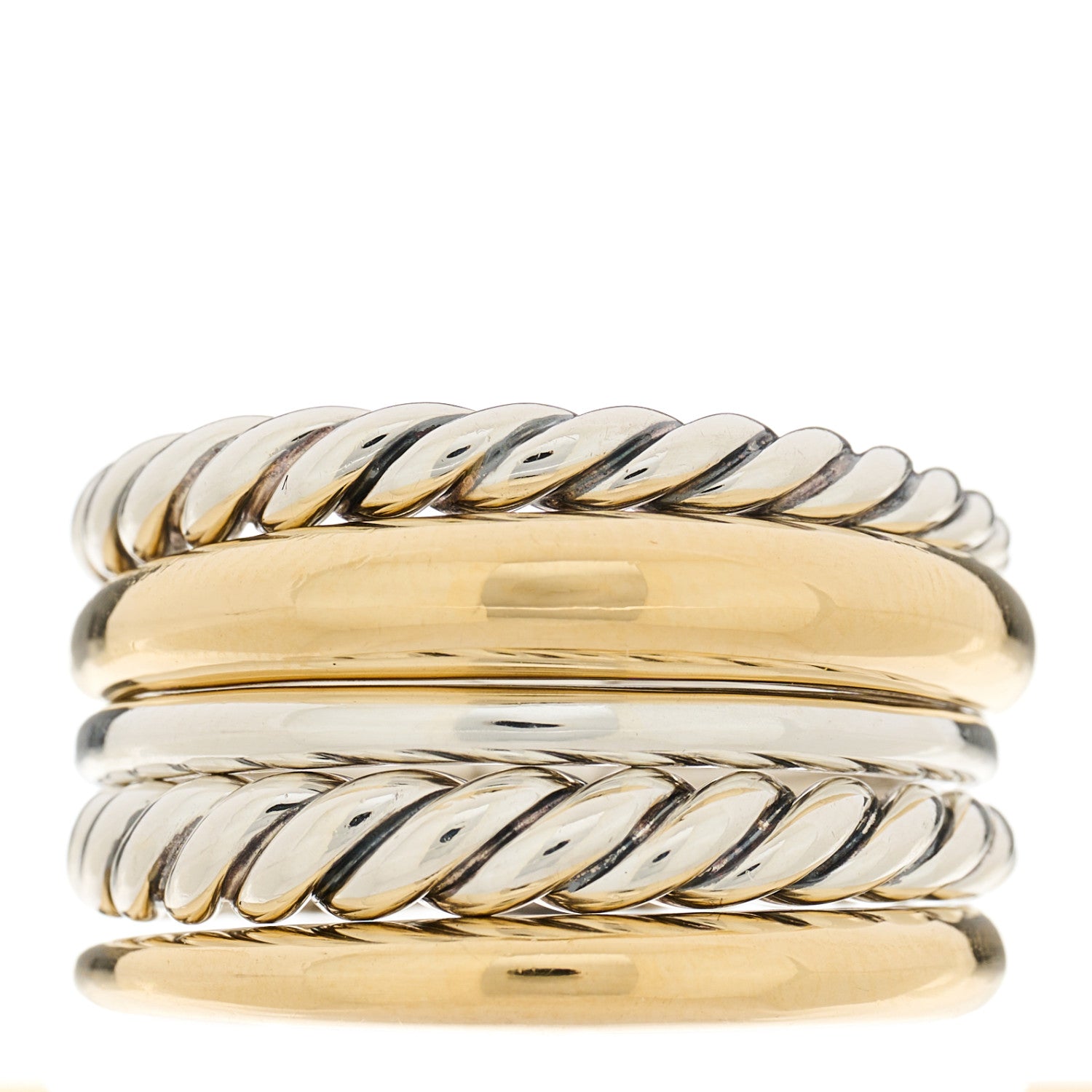 David Yurman Sterling Silver 18K Yellow Gold Wide Pure Form Ring 54 6.75 1 of 5