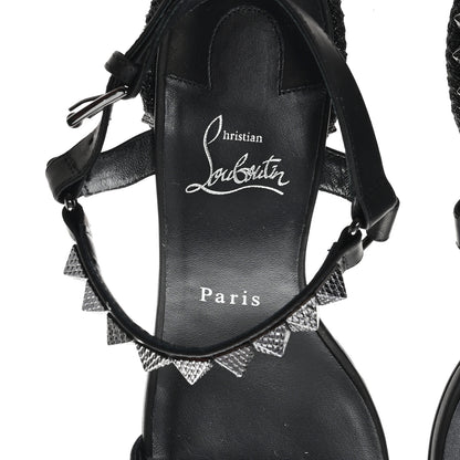 Christian Louboutin Waxed Calfskin Pyrasand 30mm Strappy Sandals 38 Black 8 of 9