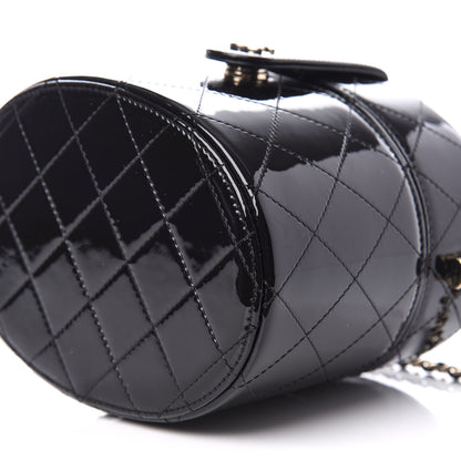 Chanel Patent Quilted Round Clutch With Chain Black 7 of 10