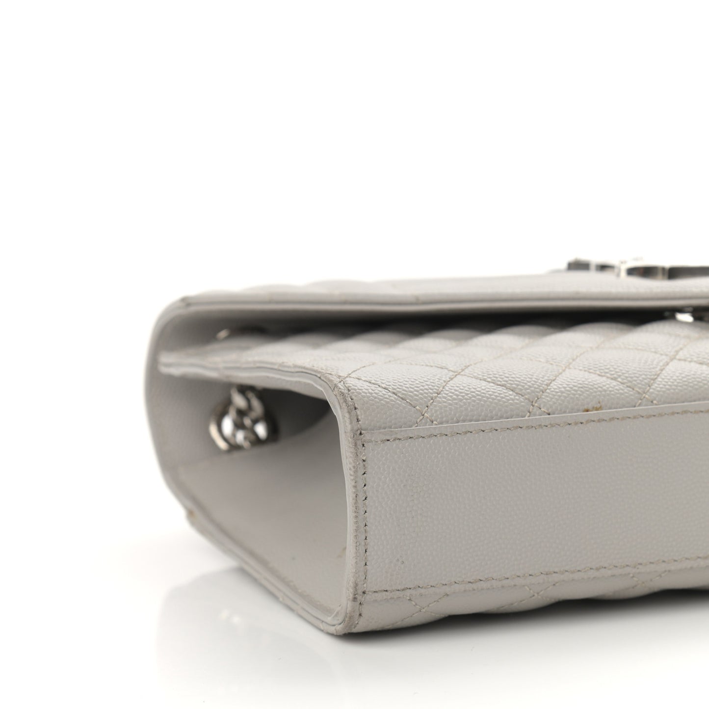 Grain De Poudre Textured Mixed Matelasse Medium Triquilt Monogram Satchel Granite