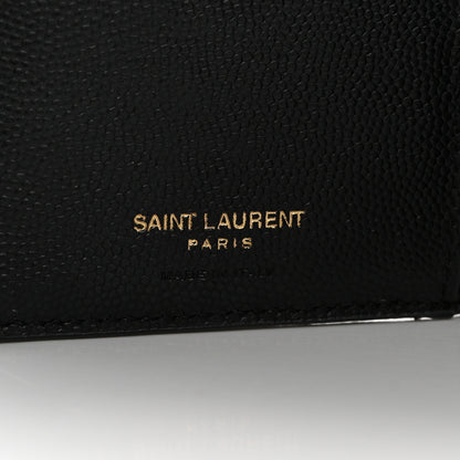 Saint Laurent Grain De Poudre Matelasse Chevron Monogram Zipped Two-Part Wallet Black 6 of 10