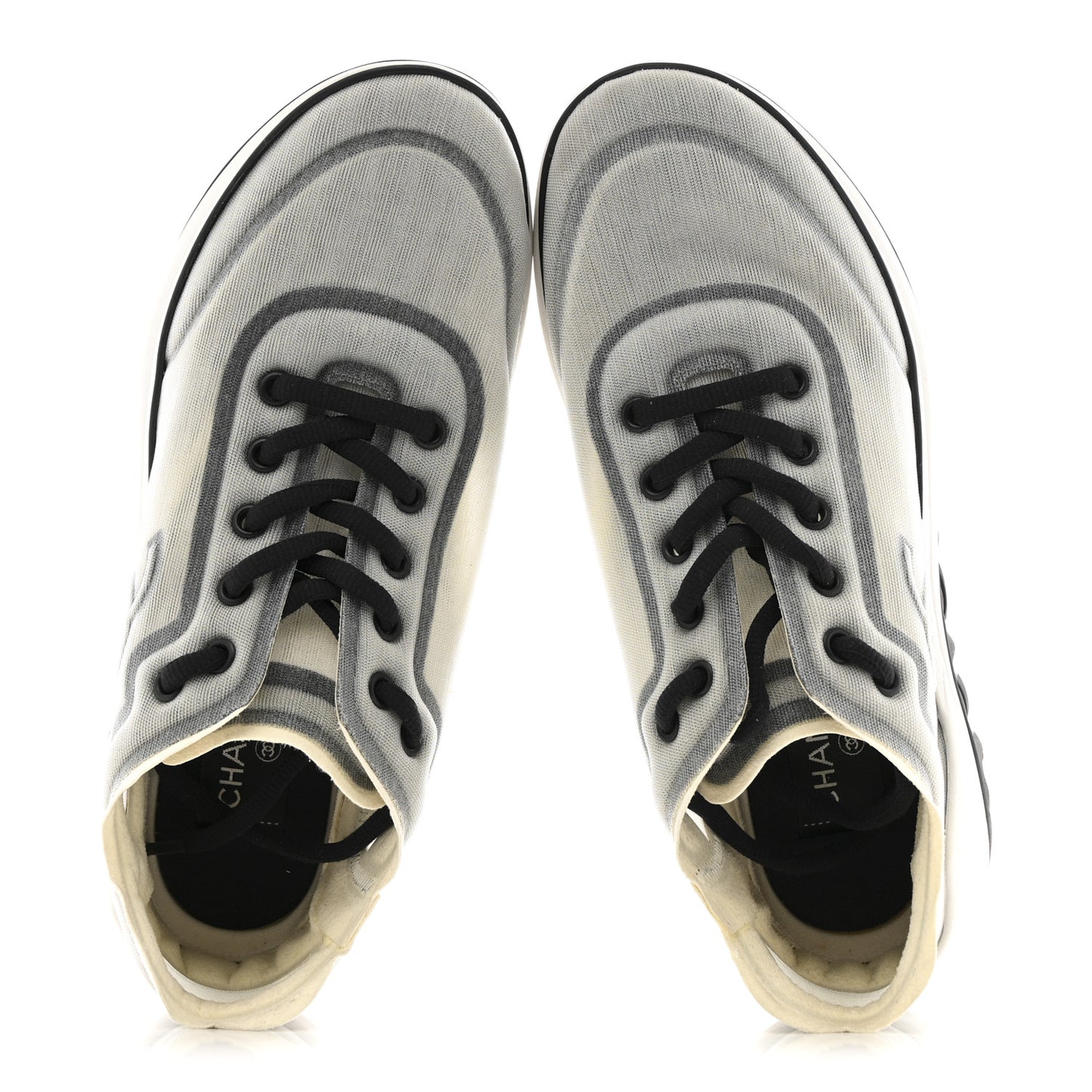 Calfskin Mesh Lycra Womens Logo Sneakers 39 White Grey