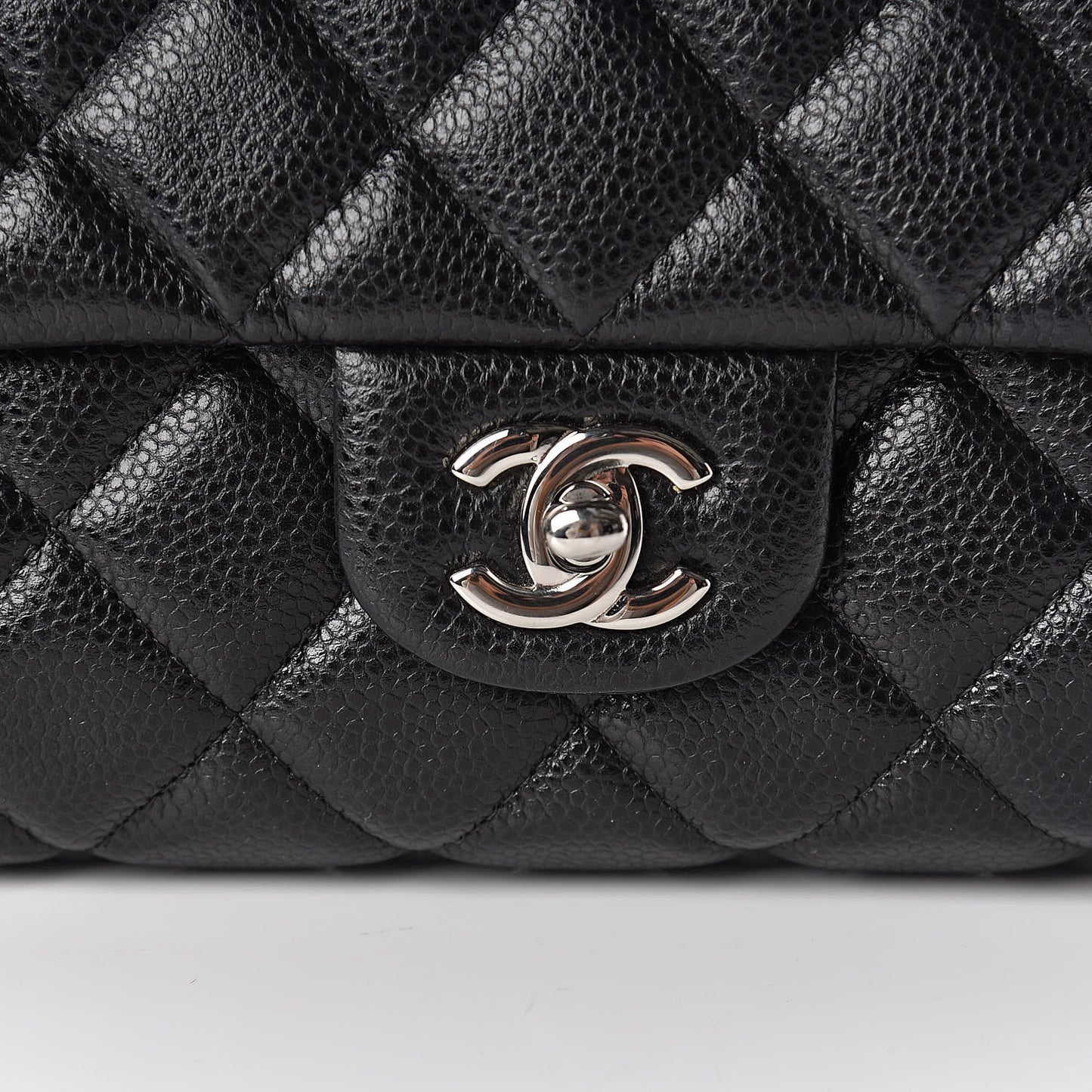 Caviar Quilted Clutch With Chain Flap Black