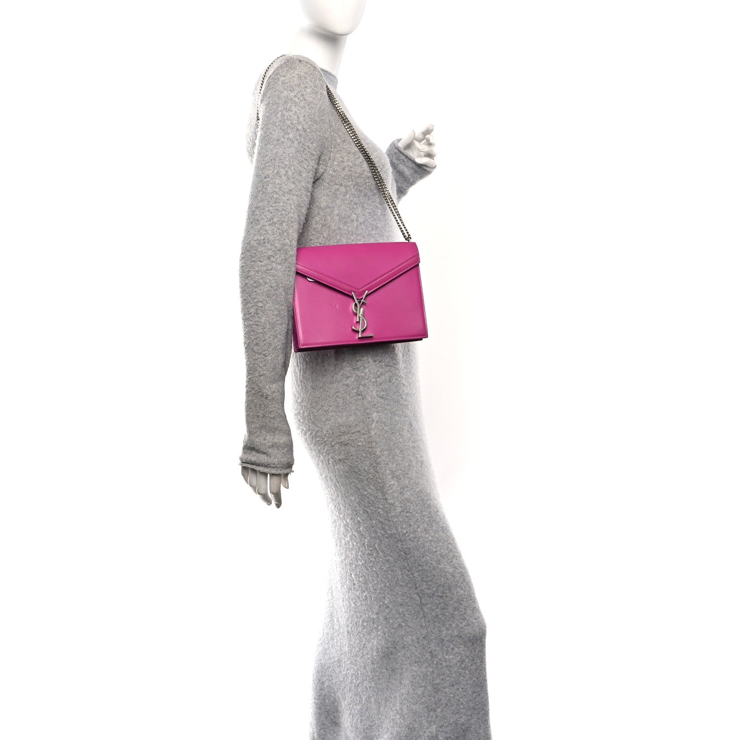 Saint Laurent Smooth Calfskin Monogram Cassandra Clasp Bag Electric Fuchsia 2 of 9
