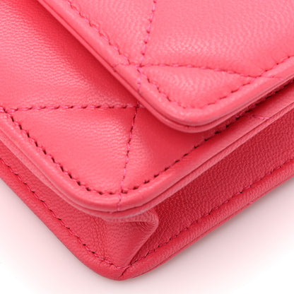 Chanel Lambskin Quilted Chanel 19 Wallet On Chain WOC Dark Pink 13 of 15