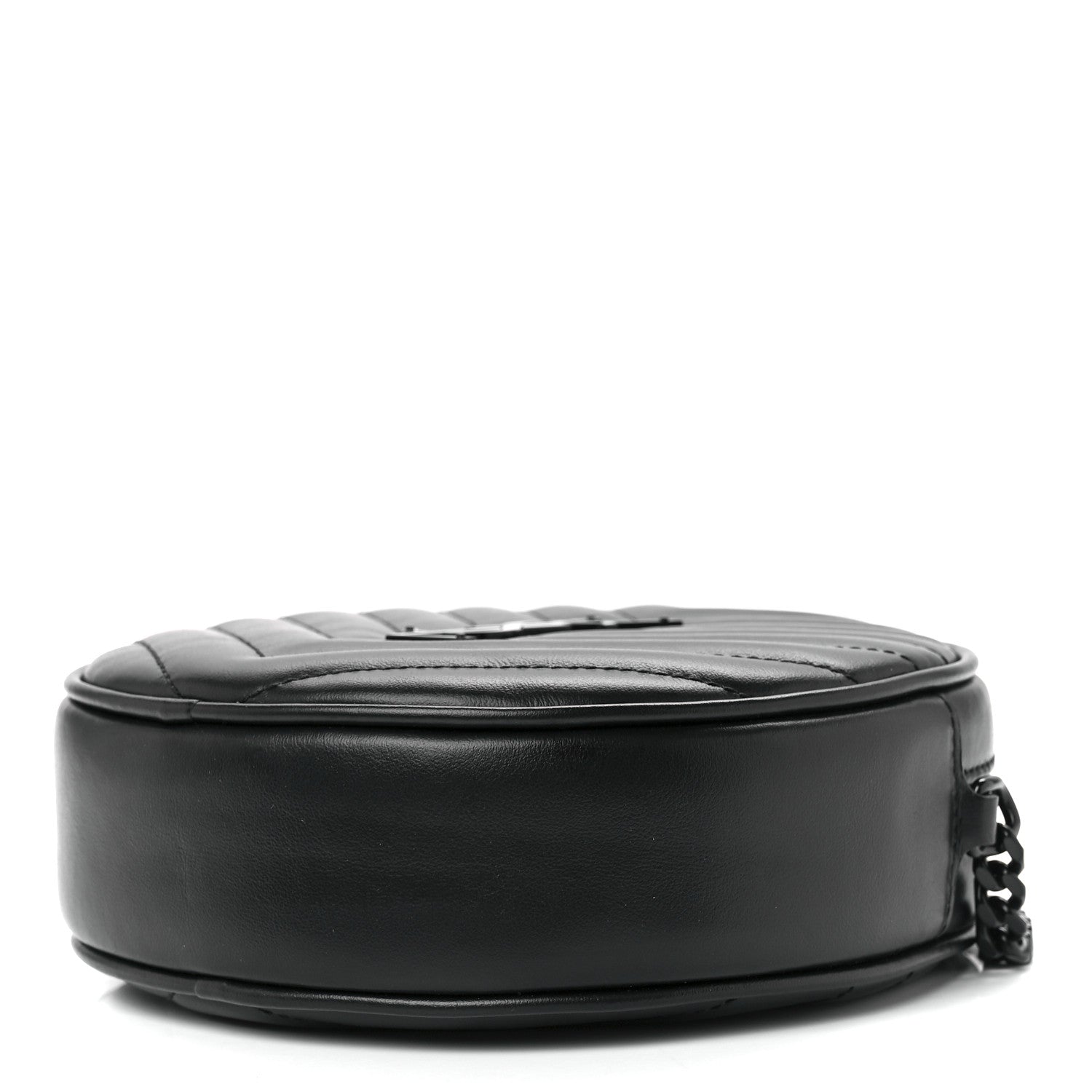 Saint Laurent Calfskin Matelasse Chevron Round Vinyle Camera Bag Black 10 of 12