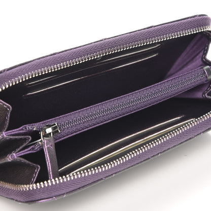 Chanel Iridescent Lambskin Quilted Small Zip Around Wallet Purple 5 of 9