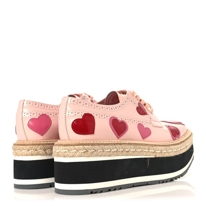 Prada Patent Calfskin Espadrille Hearts 45mm Platform Sneakers 38.5 Pink 5 of 9