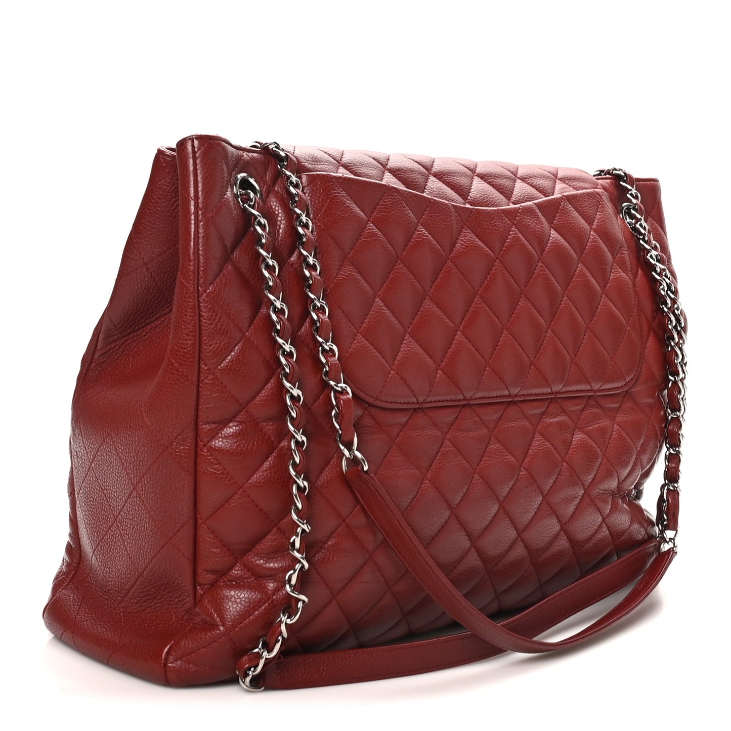 Caviar Quilted Flap Tote Red