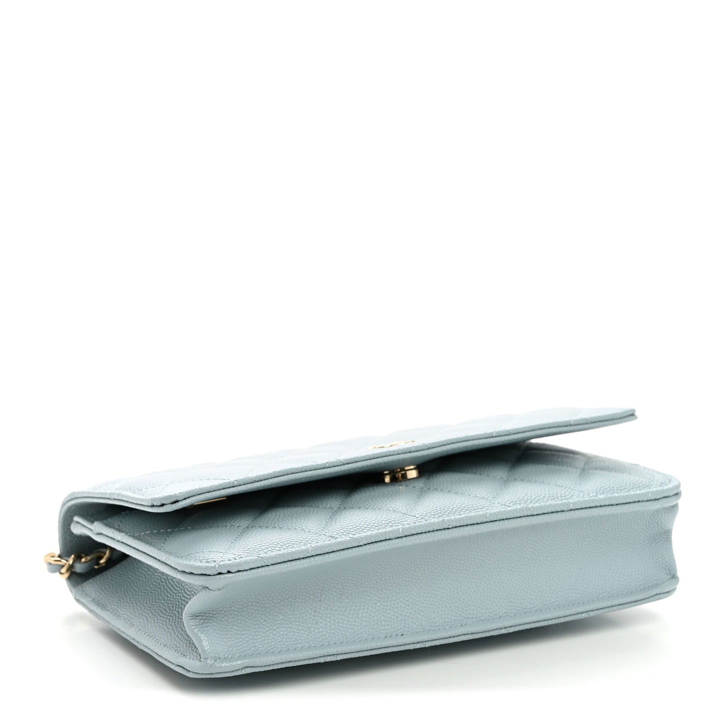 Caviar Quilted Wallet on Chain WOC Light Blue