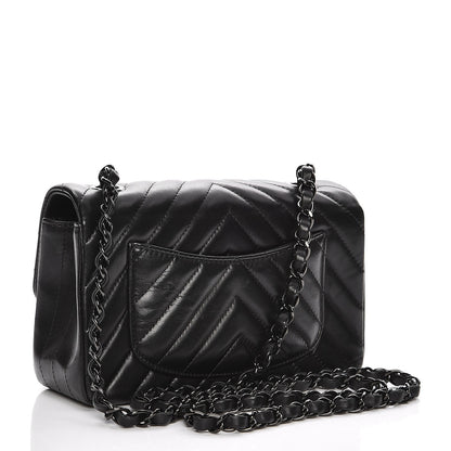 Chanel Lambskin Chevron Quilted Mini Rectangular Flap So Black 3 of 7