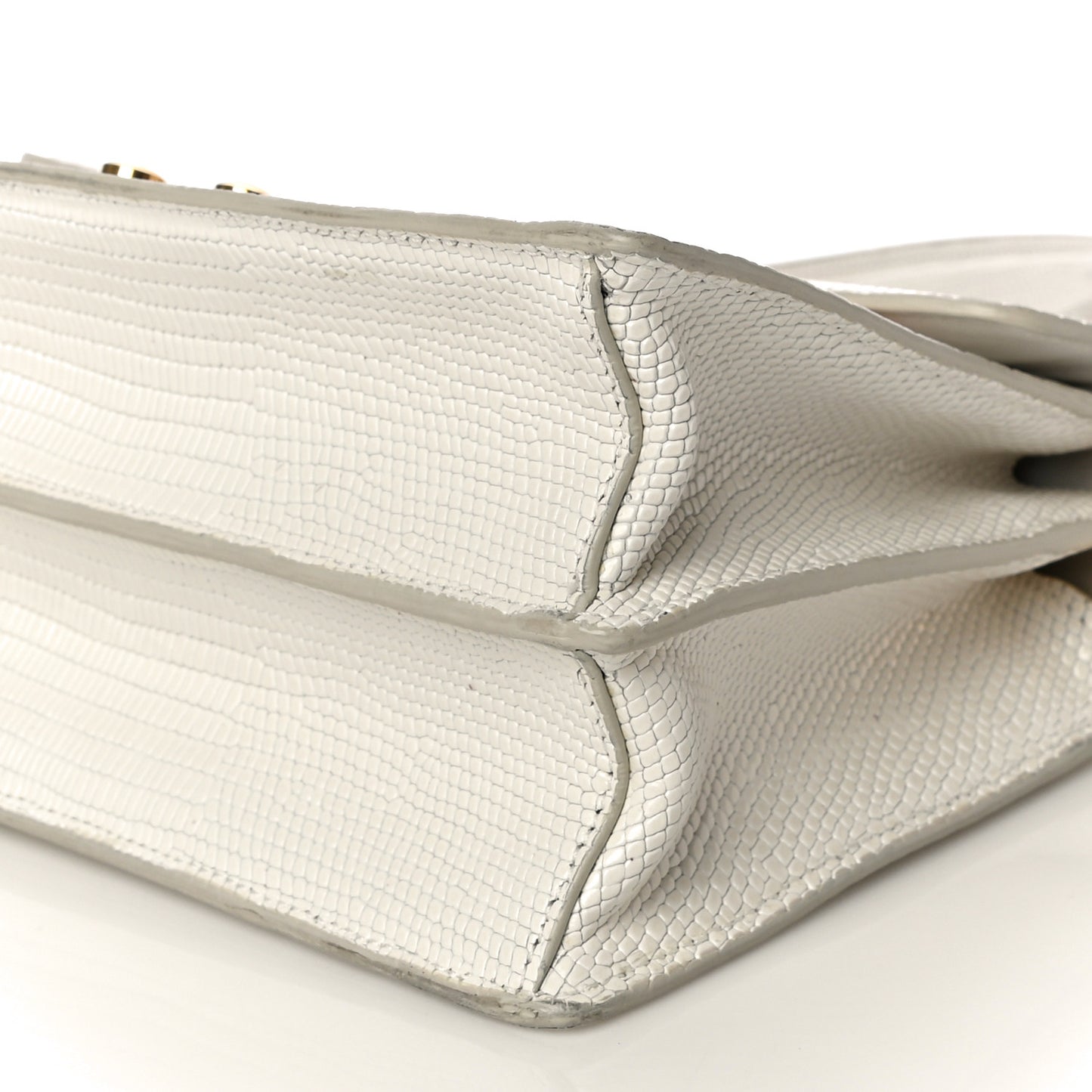 Calfskin Lizard Embossed Flap Bag Yellow White