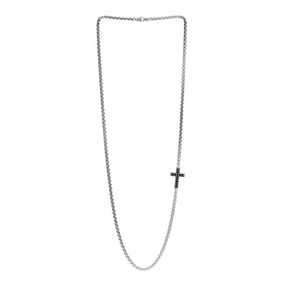 David Yurman Sterling Silver Black Diamond Streamline Cross Station Necklace 26" 3 of 4