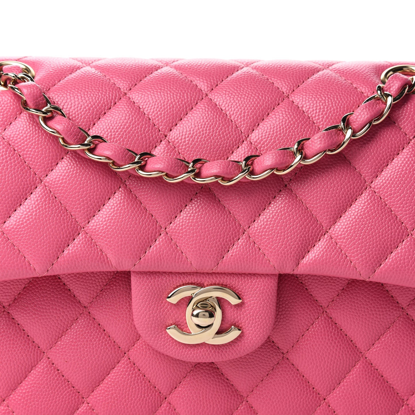 Caviar Quilted Small Double Flap Pink