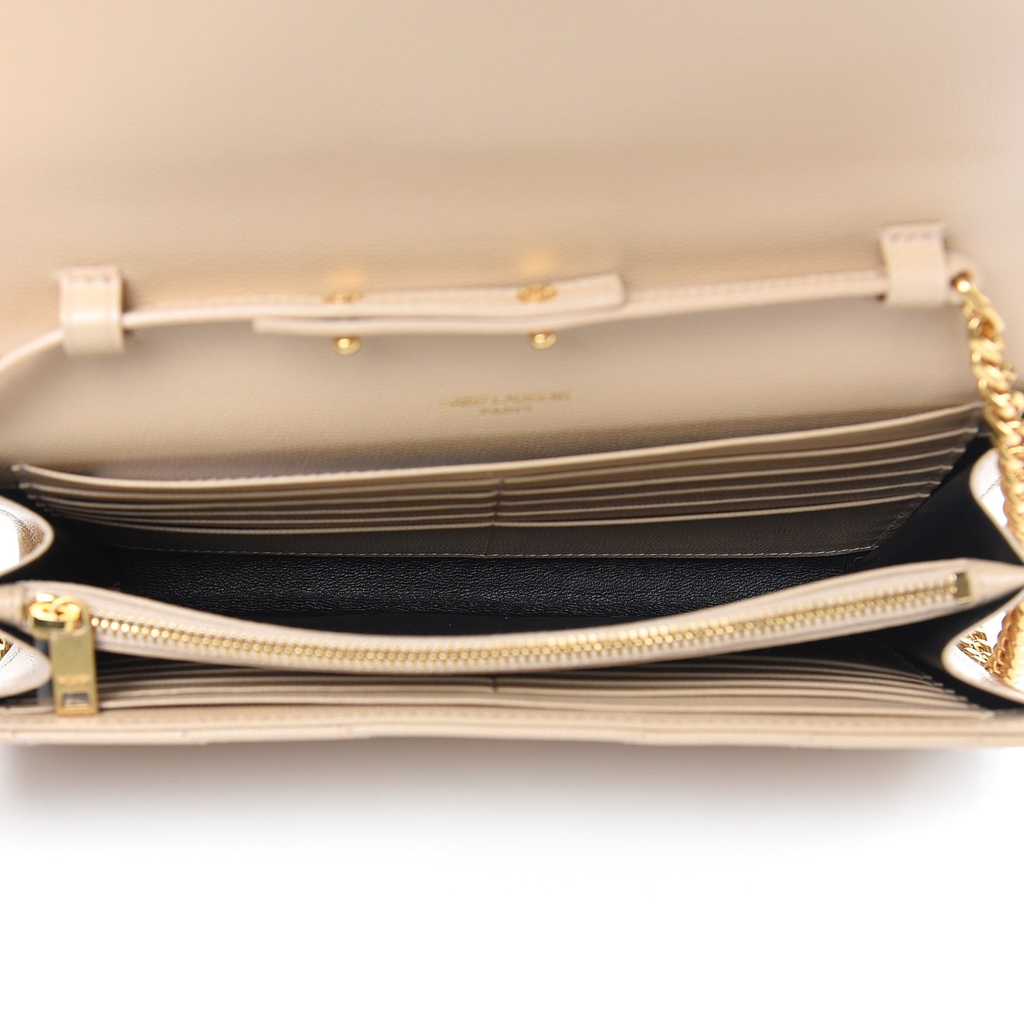 Grain De Poudre Matelasse Chevron Monogram Chain Wallet Nude Powder