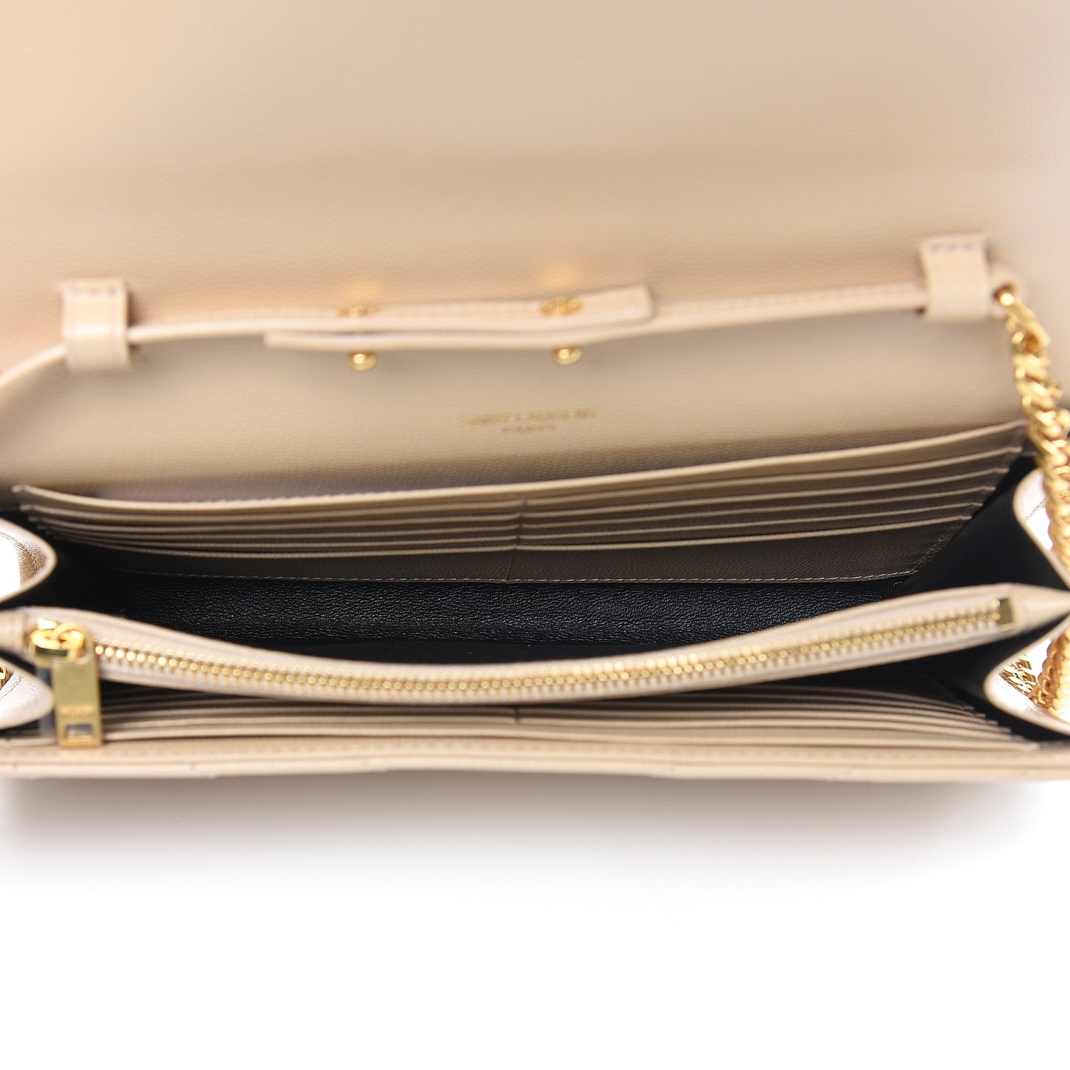 Saint Laurent Grain De Poudre Matelasse Chevron Monogram Chain Wallet Nude Powder 5 of 8