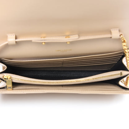 Saint Laurent Grain De Poudre Matelasse Chevron Monogram Chain Wallet Nude Powder 5 of 8