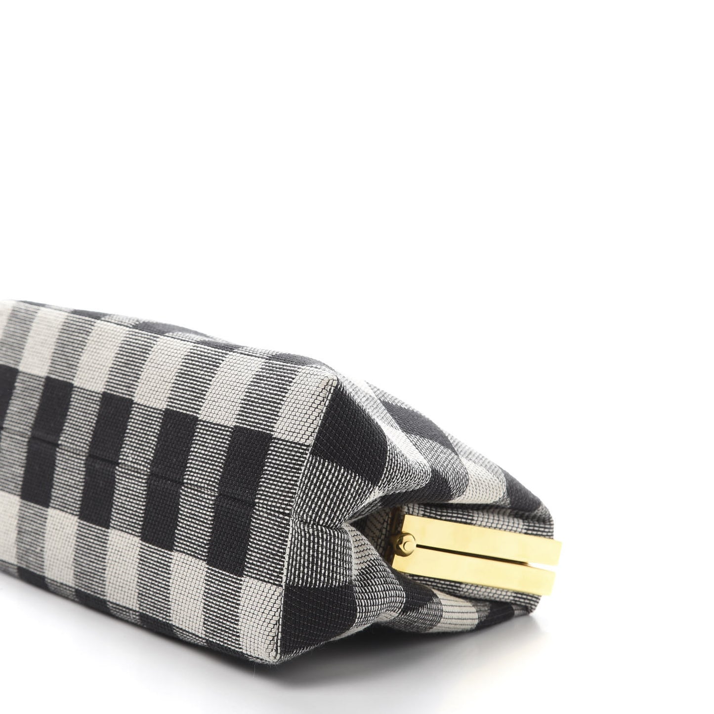 Checker Canvas Mini Volume Chain Clutch Black White