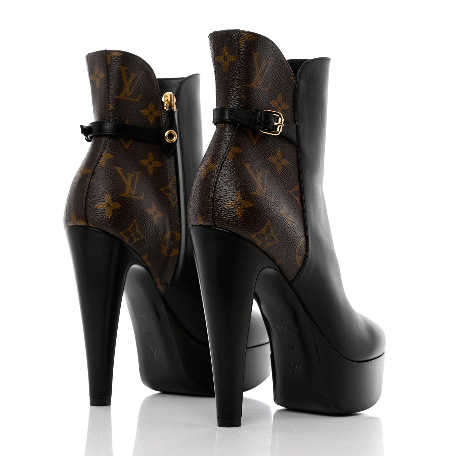 Louis Vuitton Calfskin Monogram Afterglow Platform Ankle Boots 39 Black 4 of 14