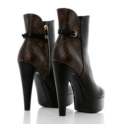 Louis Vuitton Calfskin Monogram Afterglow Platform Ankle Boots 39 Black 4 of 14