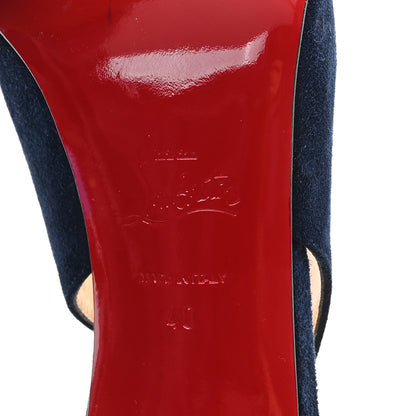 Christian Louboutin Veau Velours Perforated Victorilla 100 Pumps 40 Marine 7 of 8