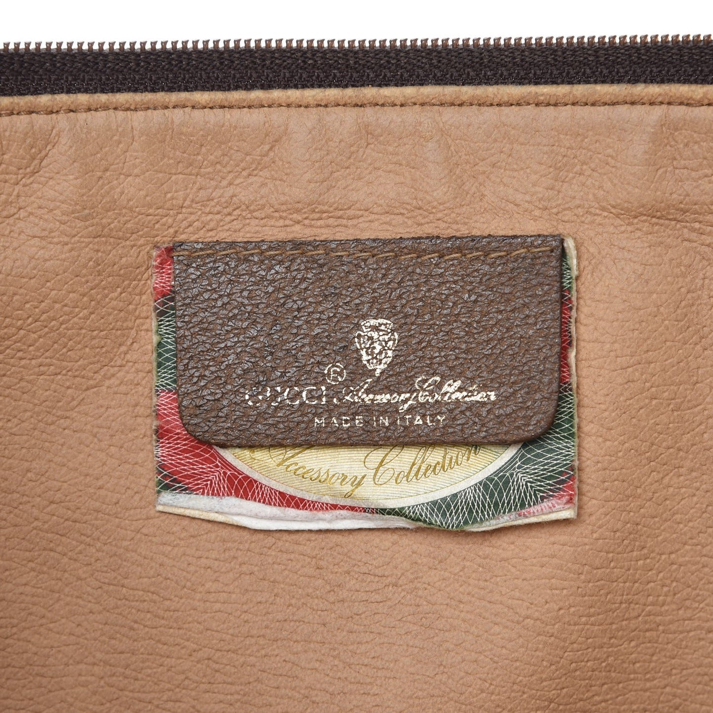 GG Supreme Monogram Large Zip Pouch Beige Brown