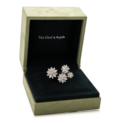 Van Cleef & Arpels 18K White Gold Diamond Lotus Between The Finger 4 Flowers Ring 48 4.5 5 of 5