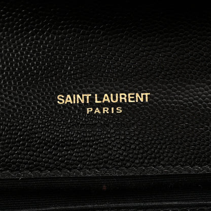 Saint Laurent Grain De Poudre Textured Mixed Matelasse Triquilt Monogram Clutch Black 7 of 8