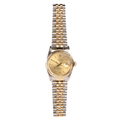 Rolex Stainless Steel 18K Yellow Gold 36mm Oyster Perpetual Datejust Watch Champagne 16203 4 of 16