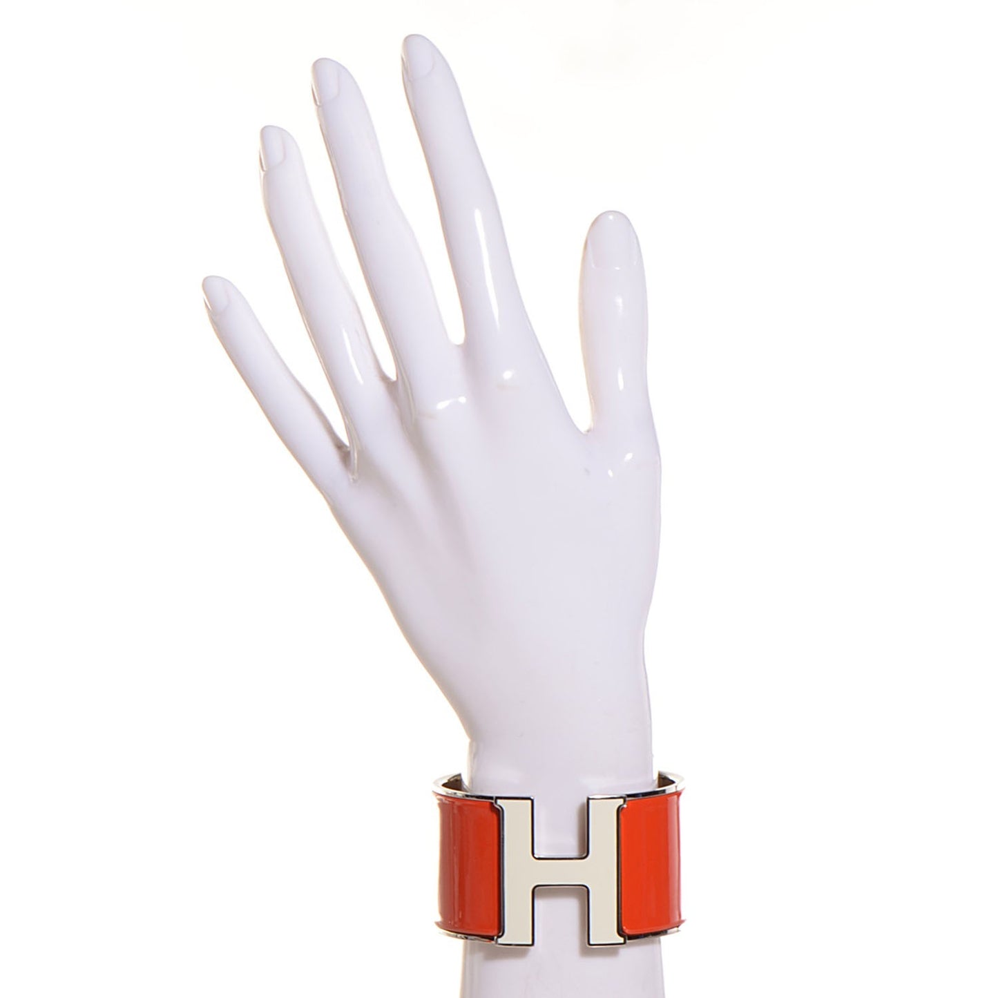 Enamel Extra Wide Clic H Bracelet PM Orange Fruite White