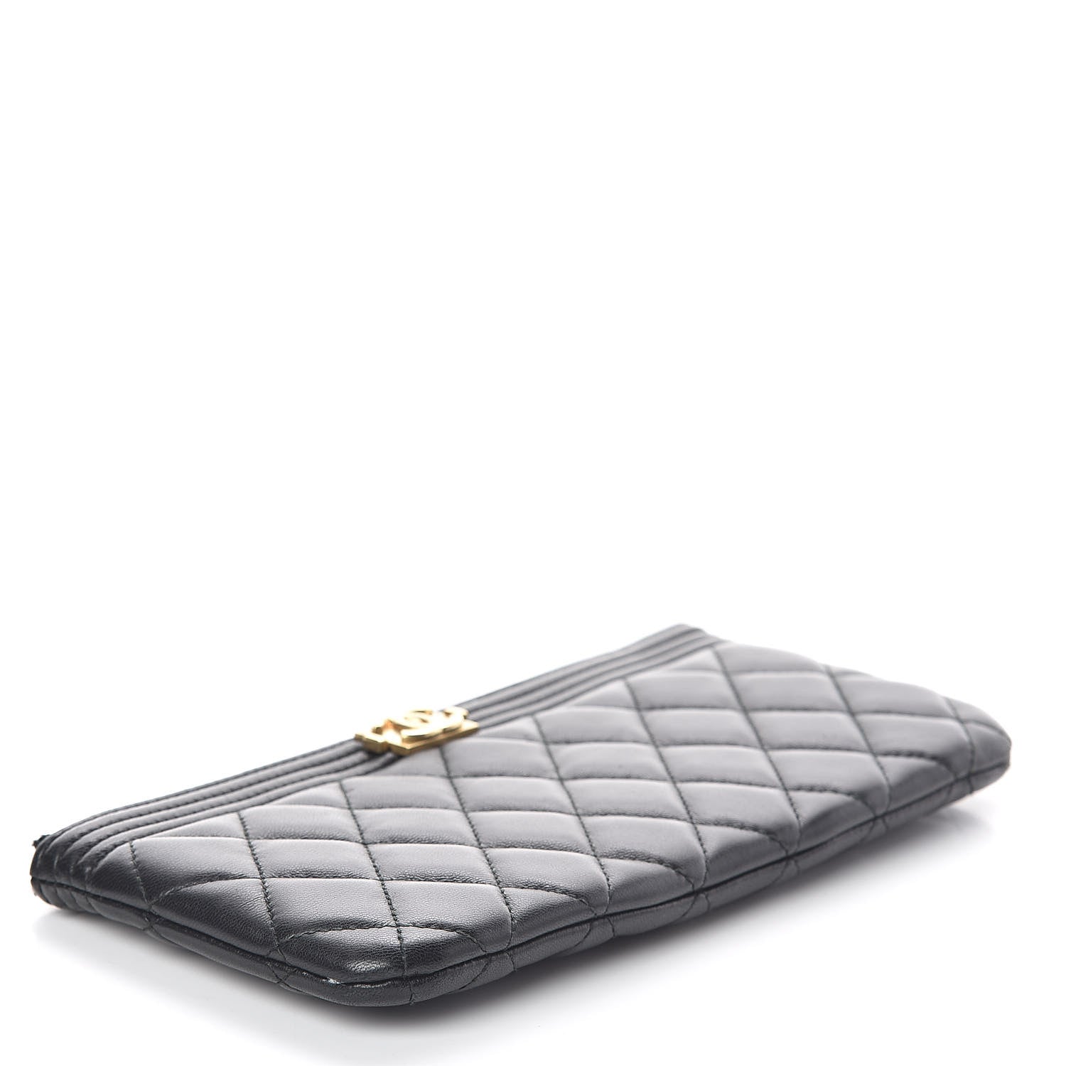 Chanel Lambskin Quilted Small Boy Zipped Pouch Black 4 of 9